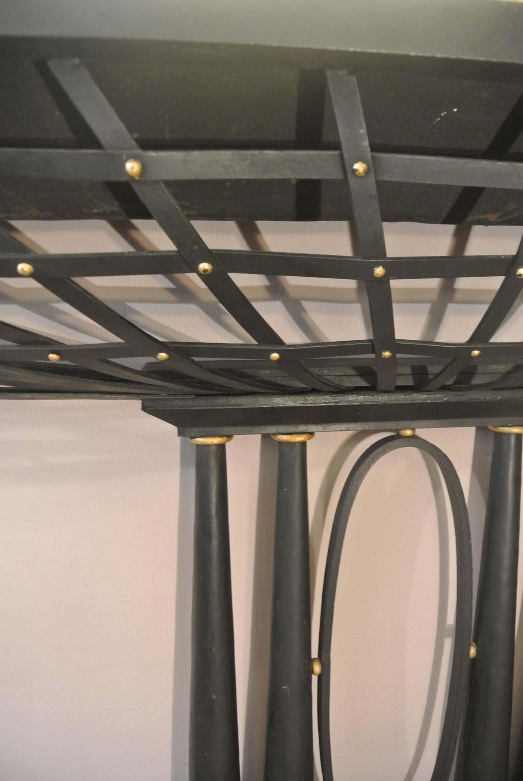 Important French Console In Black Wrought Iron And Gold photo Furniture