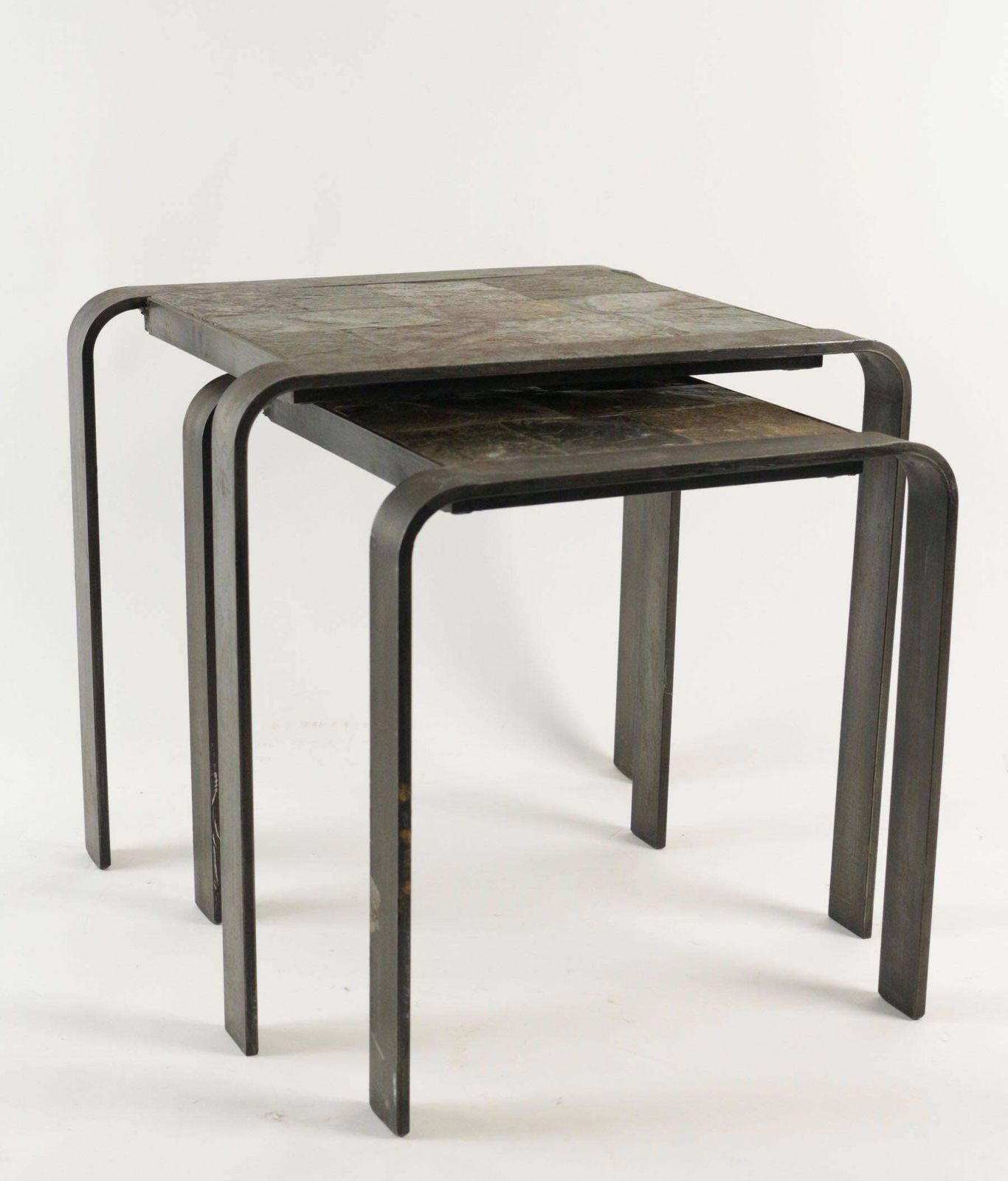 Nesting Tables Of The 1960s 1970s In Wrought Iron And Slate photo vinterior