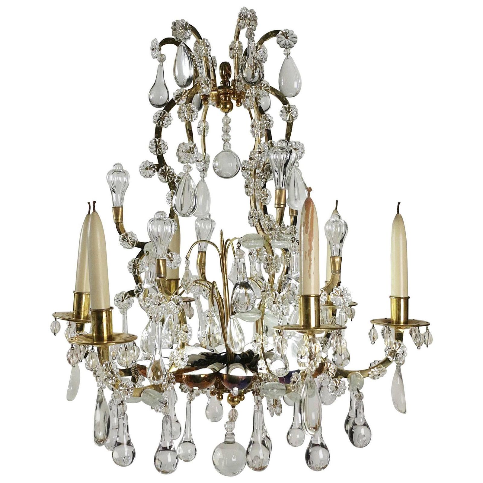 Chandelier In The Style Of Louis XV With Crystal From The 19th Century