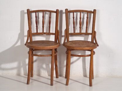 Furniture Antique Thonet Chairs With Engraved Seat (C.1920). Set Of Two Pieces #1 photo