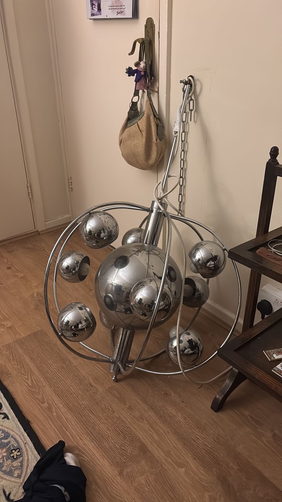 Goffredo Reggiani Italian Satellite Sputnik Chandelier, Chrome 1970s photo for sale