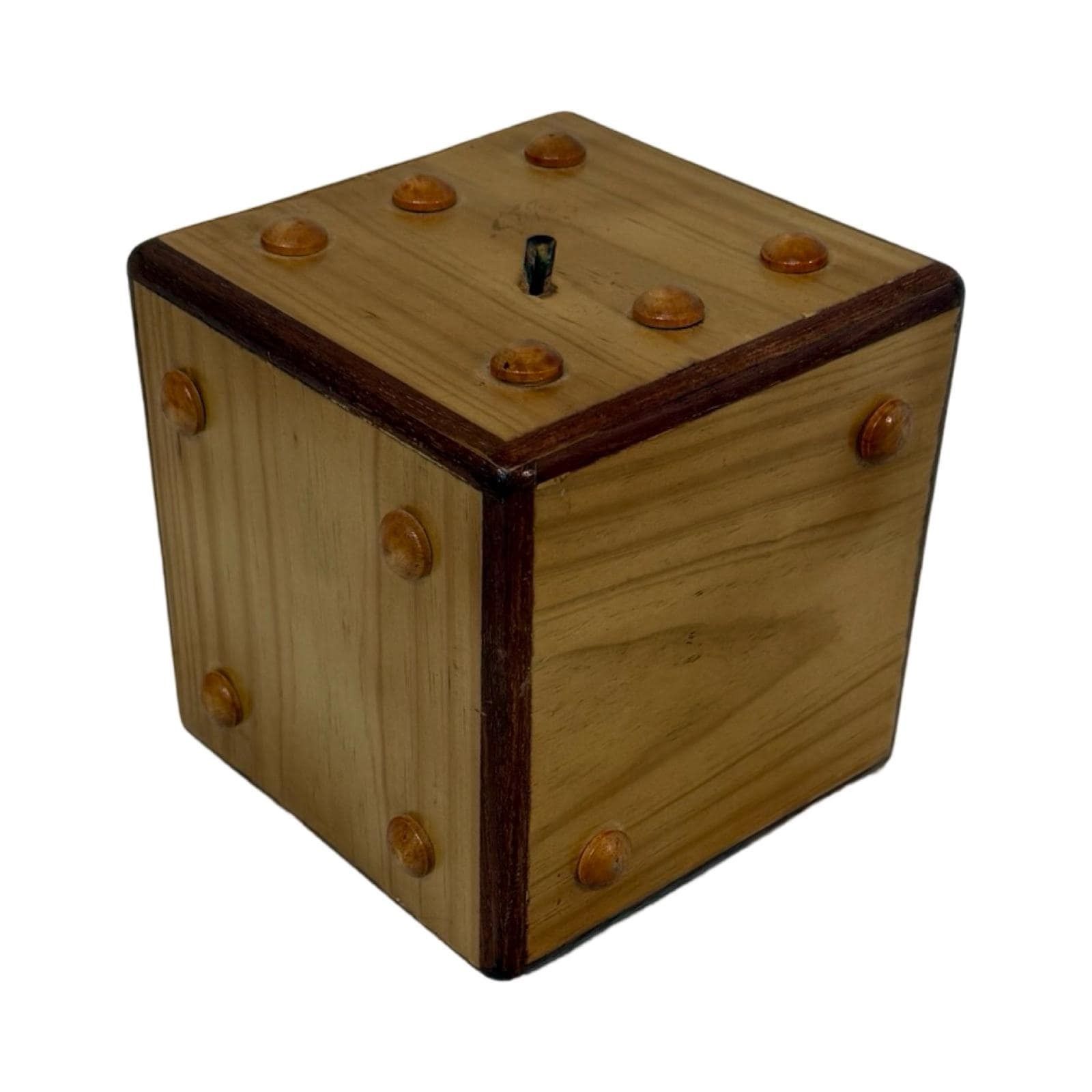 Piggy / Savings Bank   Handmade, Ca. 1990's   In The Shape Of A Die (Dice)   First Deposit Is On Us!