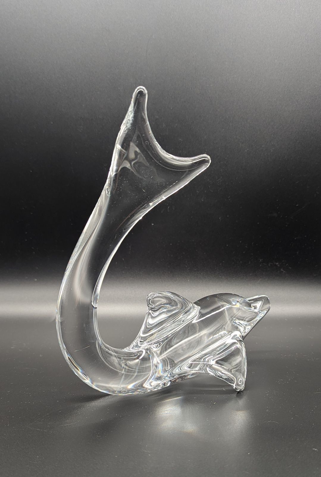 Crystal Glass Dolphin Sculpture Centrepiece By Daum, France. Signed photo Art