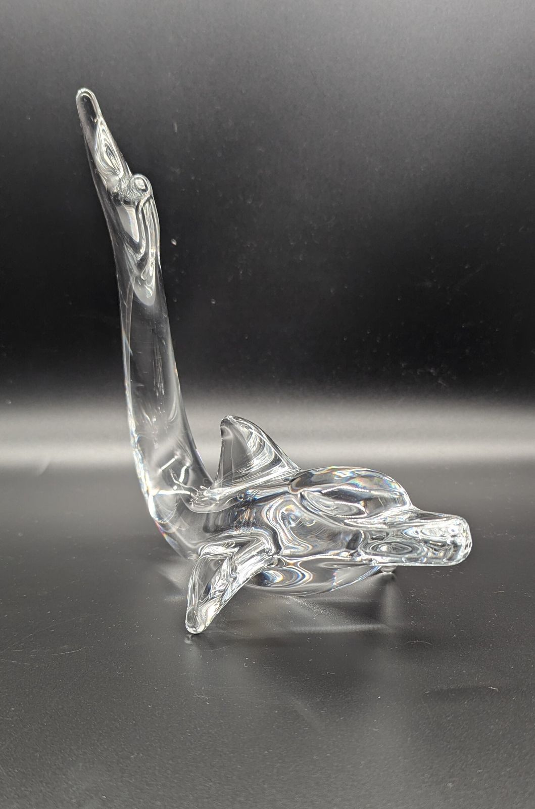 Crystal Glass Dolphin Sculpture Centrepiece By Daum, France. Signed photo 190.0