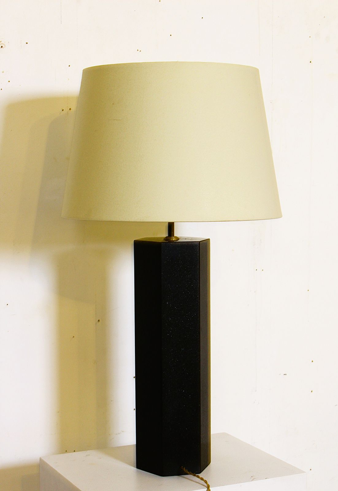 Large Hexagonal Black Marble Lamp In The Style Of Jules Wabbes
