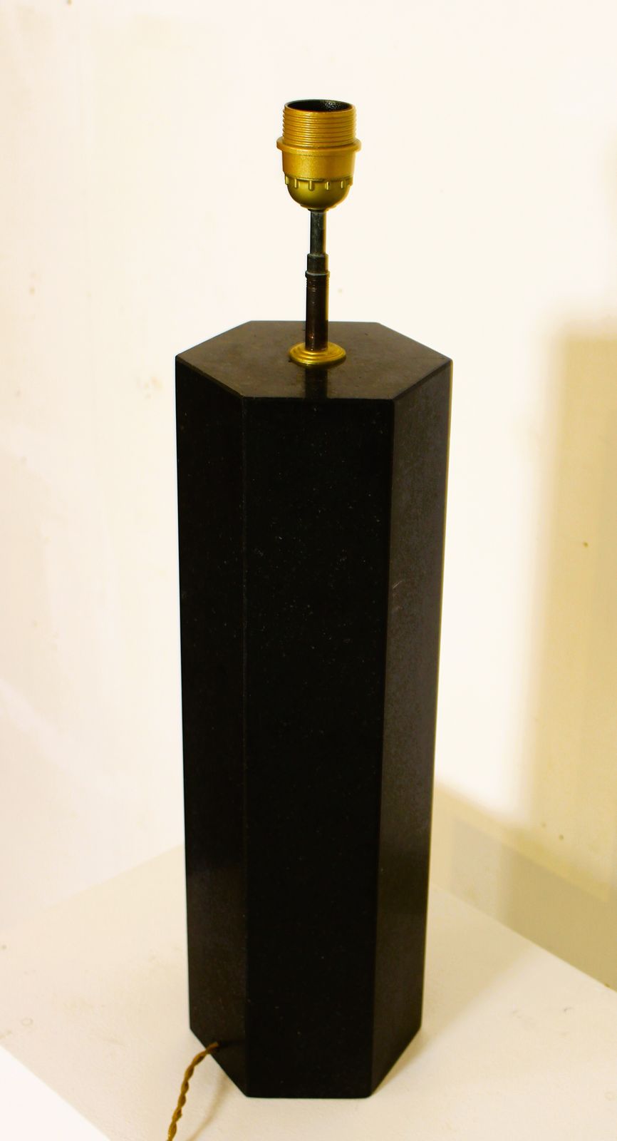 Large Hexagonal Black Marble Lamp In The Style Of Jules Wabbes photo Lighting