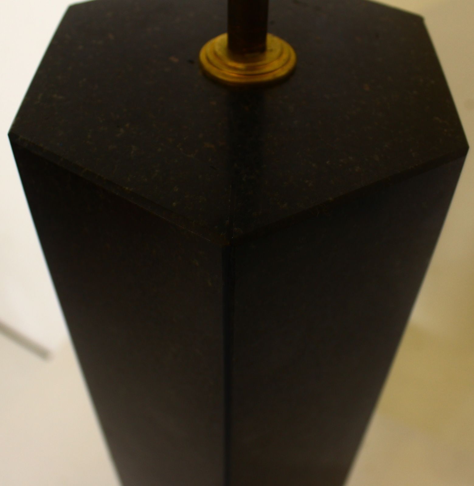 photo for sale Large Hexagonal Black Marble Lamp In The Style Of Jules Wabbes