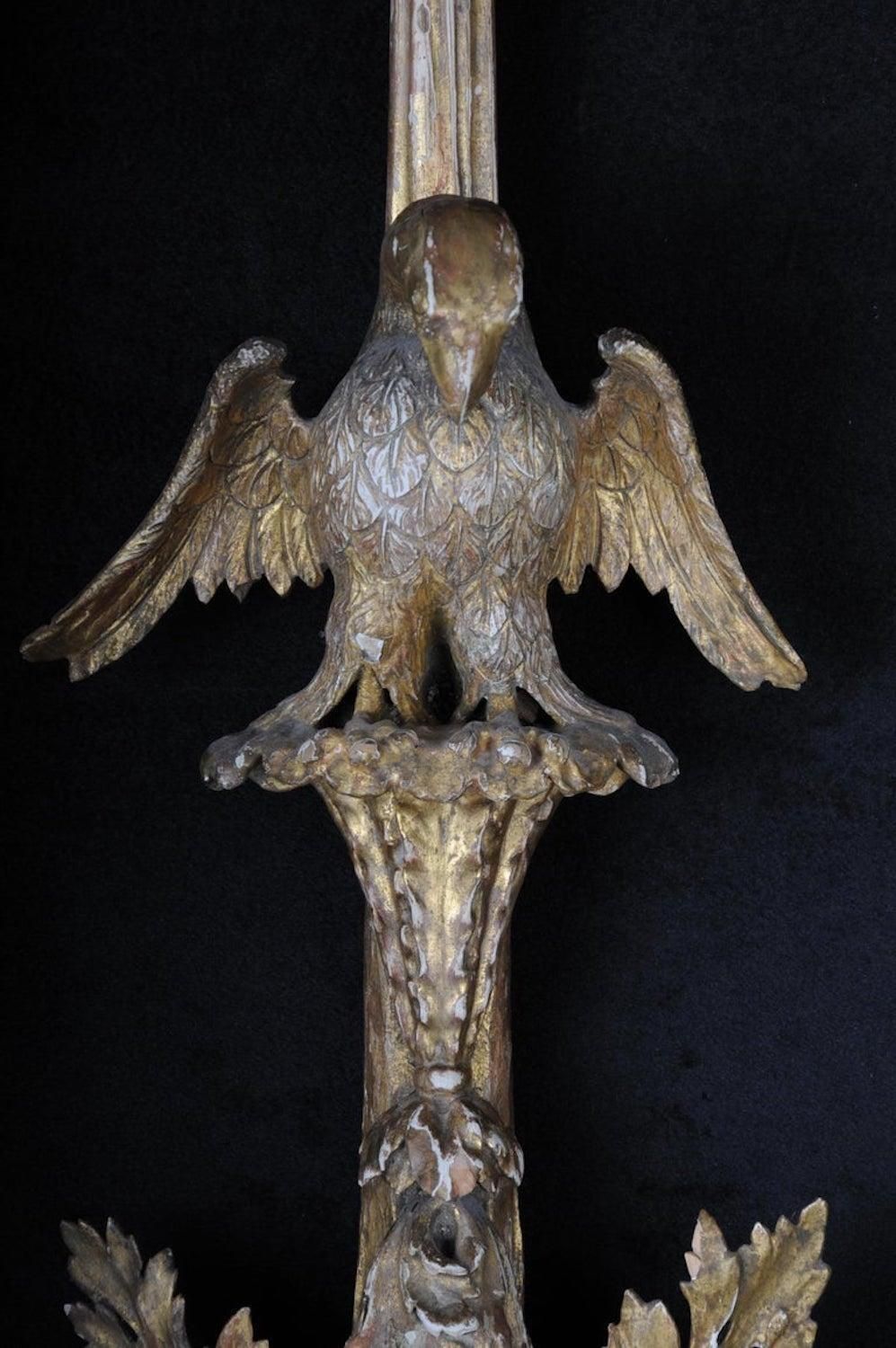 3980.0 Pair Of Large Empire Appliqués / Sconces Circa 1800, Gilded Linden Wood photo
