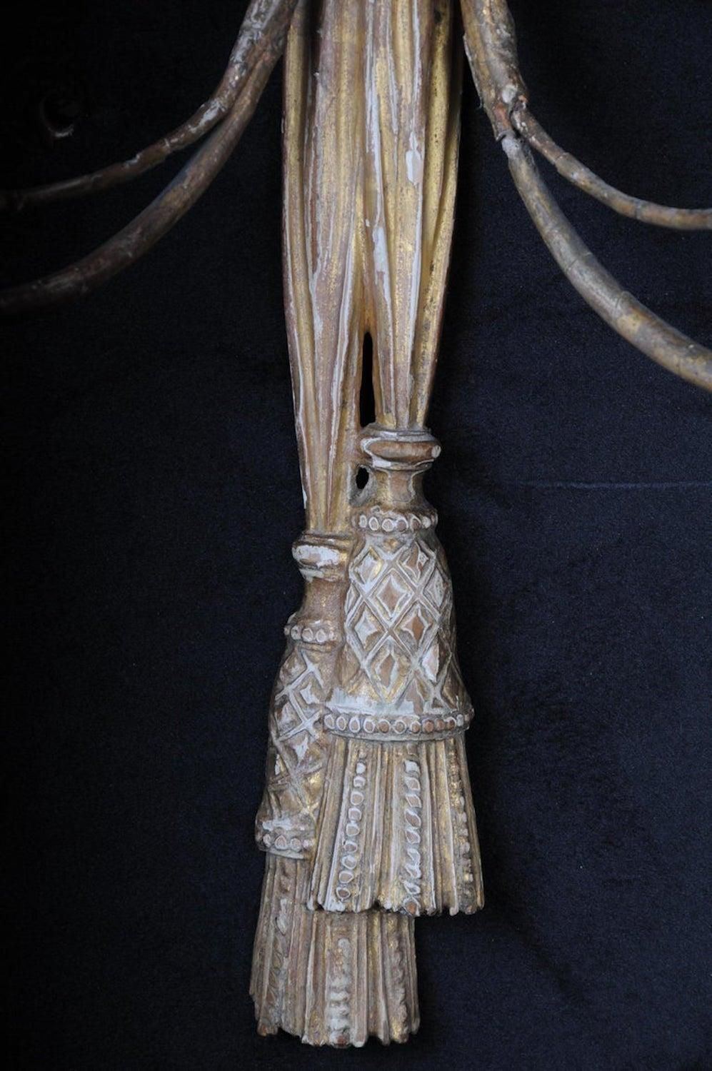 photo buy Pair Of Large Empire Appliqués / Sconces Circa 1800, Gilded Linden Wood