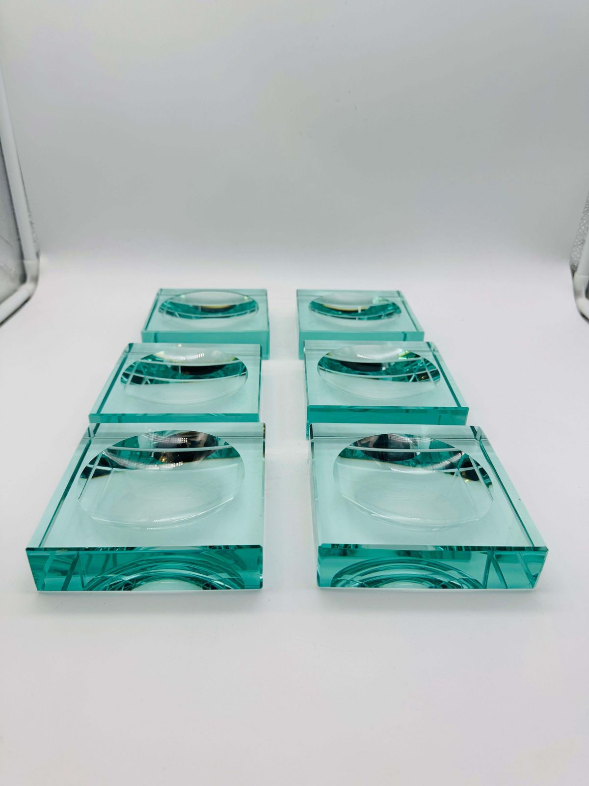 Gallotti & Radice 6x Bowl Ashtray Emerald Green Italy 1970 photo vintage
