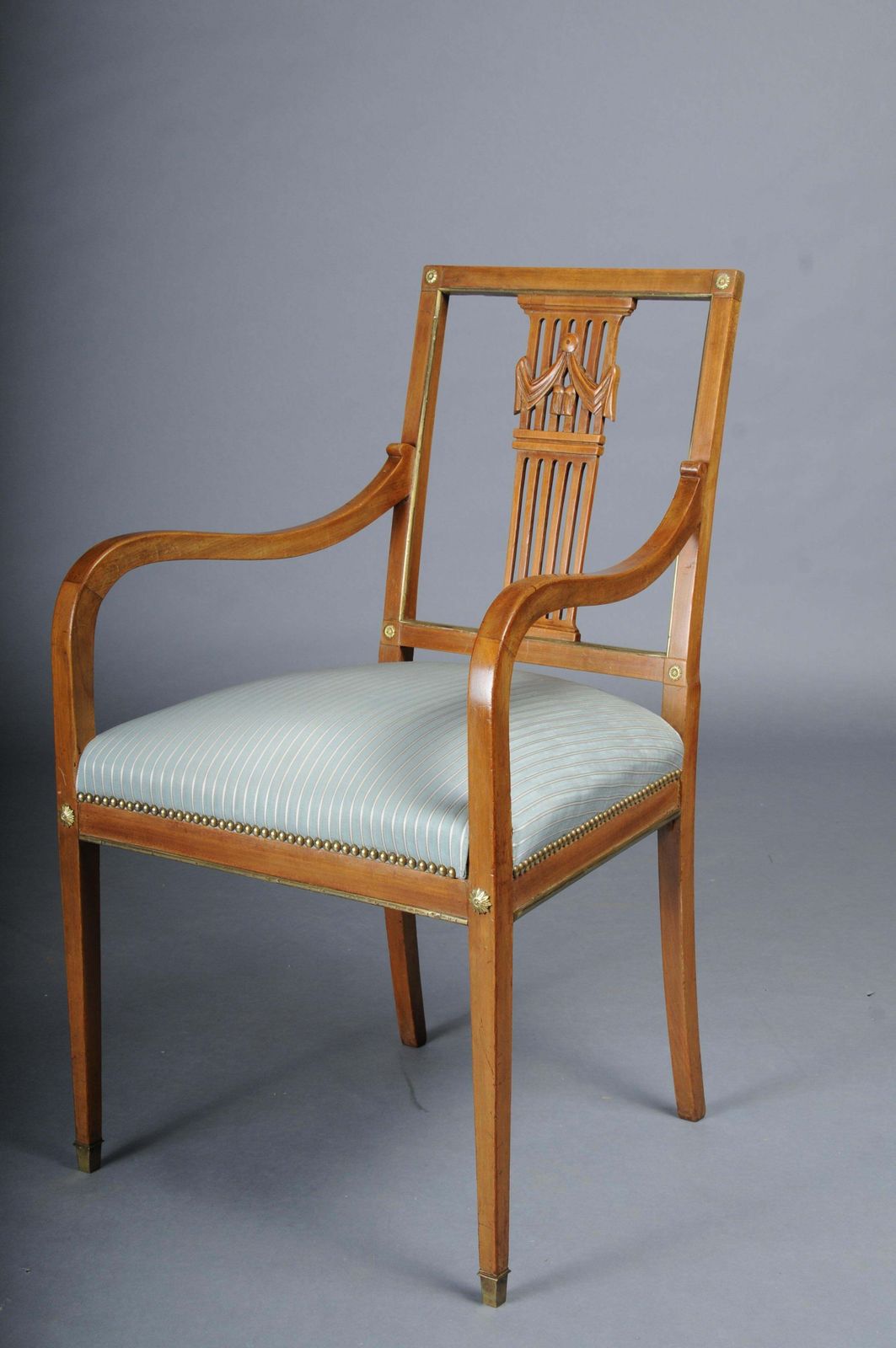 Furniture Antique Classic Empire Armchair Mahogany With Brass, Paris. photo