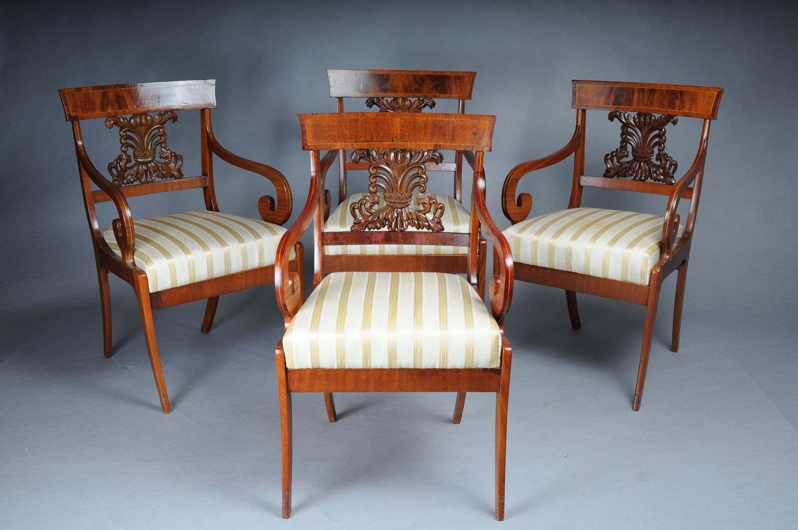 Set Of 4 Biedermeier Armchairs Around 1835, Mahogany photo for sale