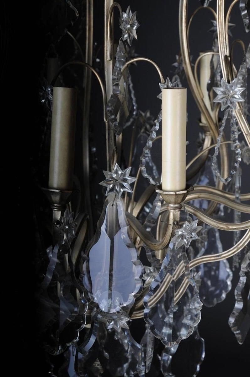 20th Century Baroque Crystal Chandelier, Silver, Circa 1920 photo vinterior