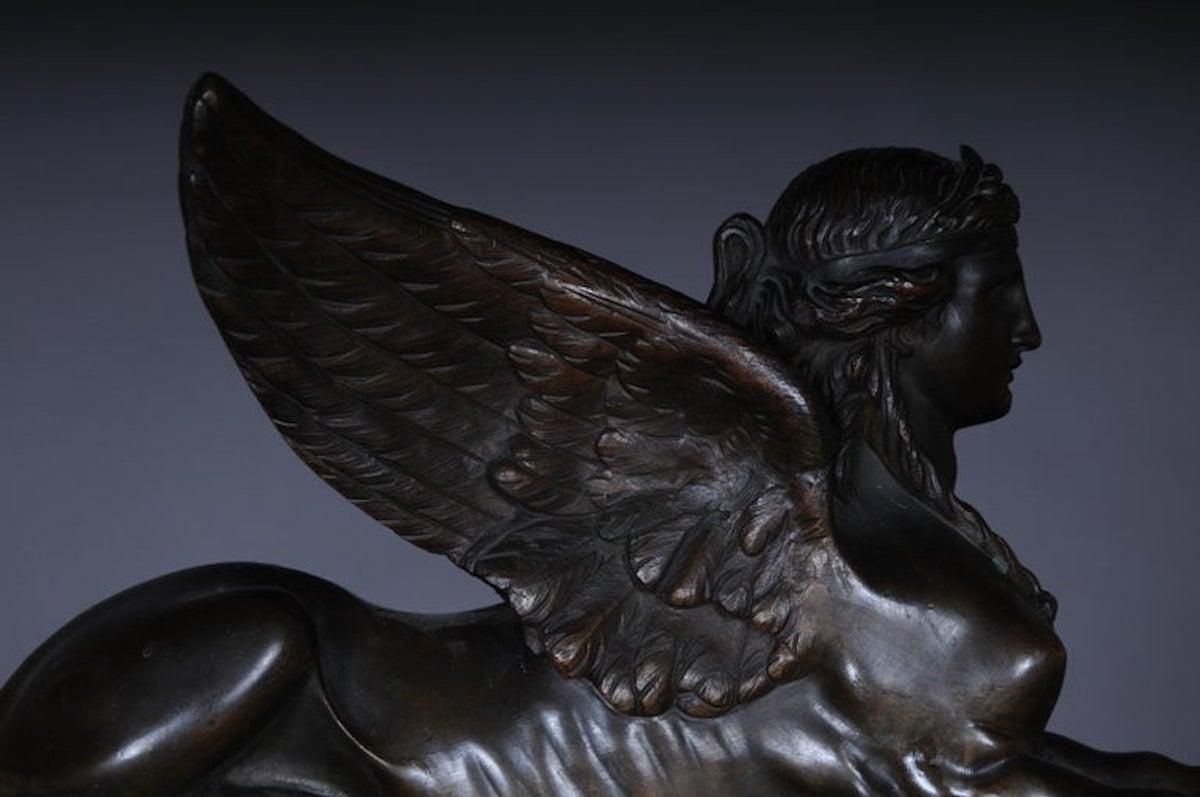 Pair Of Empire Sphinx Chimneys, Brass Andirons, Paris 19th Century Napoleon III photo buy