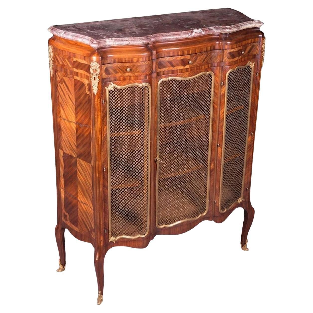 19th Century Napoleon III Rosewood Curved Legs Side Cabinet Commode