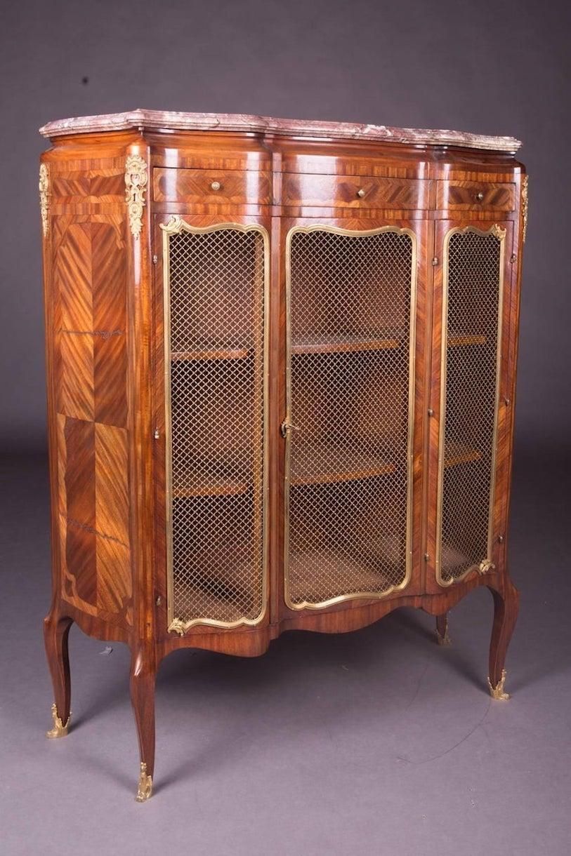 19th Century Napoleon III Rosewood Curved Legs Side Cabinet Commode photo furniture