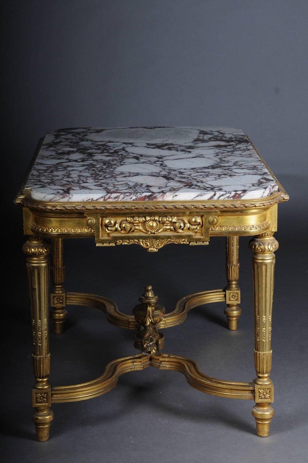 Amazing French Louis XVI Salon Table Gilded, Around 1910 photo vinterior