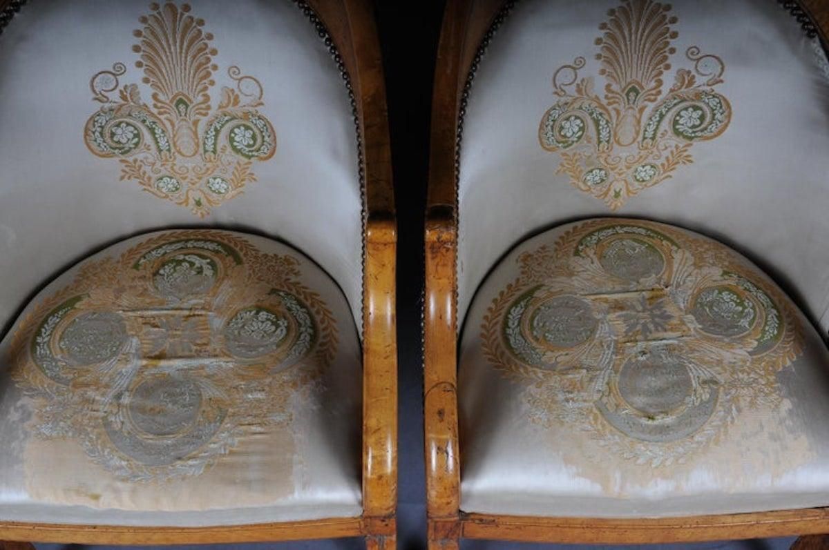 photo furniture Set Of Empire Armchairs / Chairs, Maple Wood, Paris, 1825