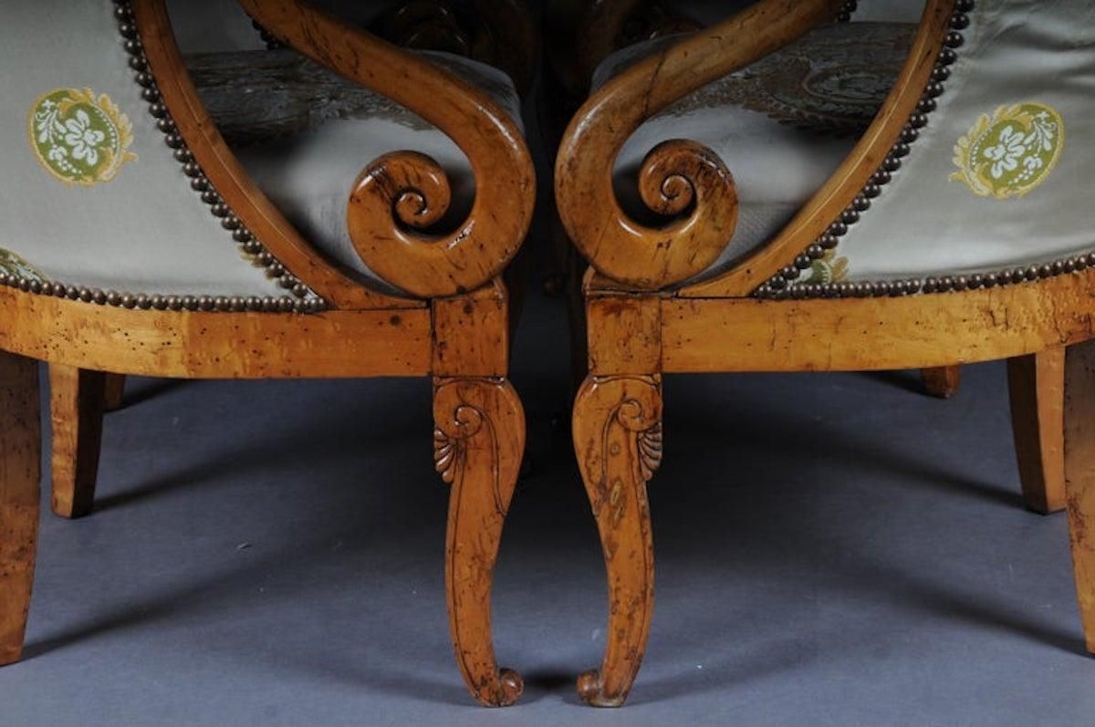 Furniture Set Of Empire Armchairs / Chairs, Maple Wood, Paris, 1825 photo