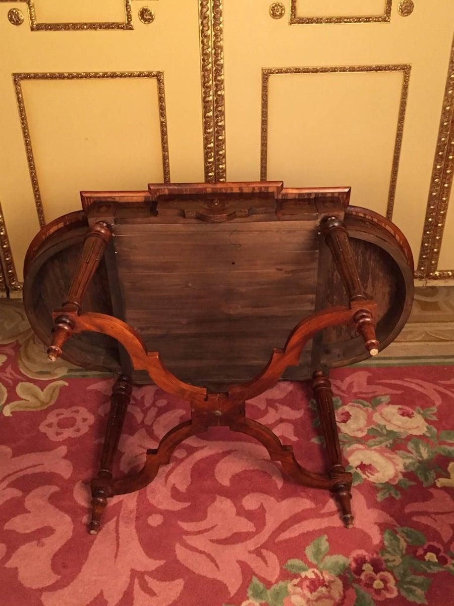 photo for sale 19th Century Marquetry Salon Table Louis XVI With Noble Veneer
