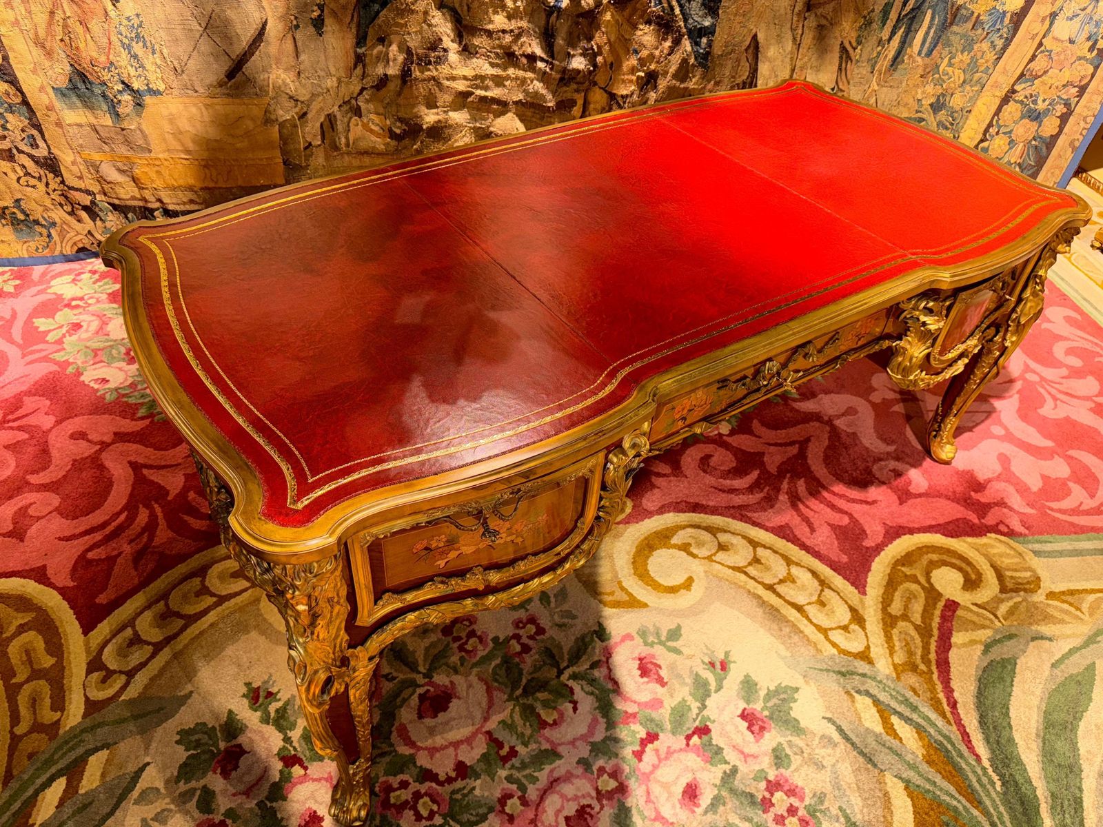 Impressive Louis XV Style Bureau Plat/Writing Desk, After Riesener & J.Oeben photo vintage