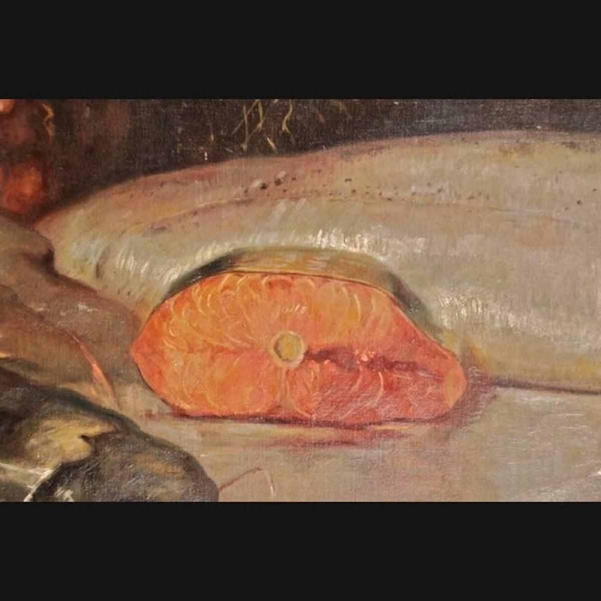 19th Century Historicism Oil Painting Fish Motives photo vinterior