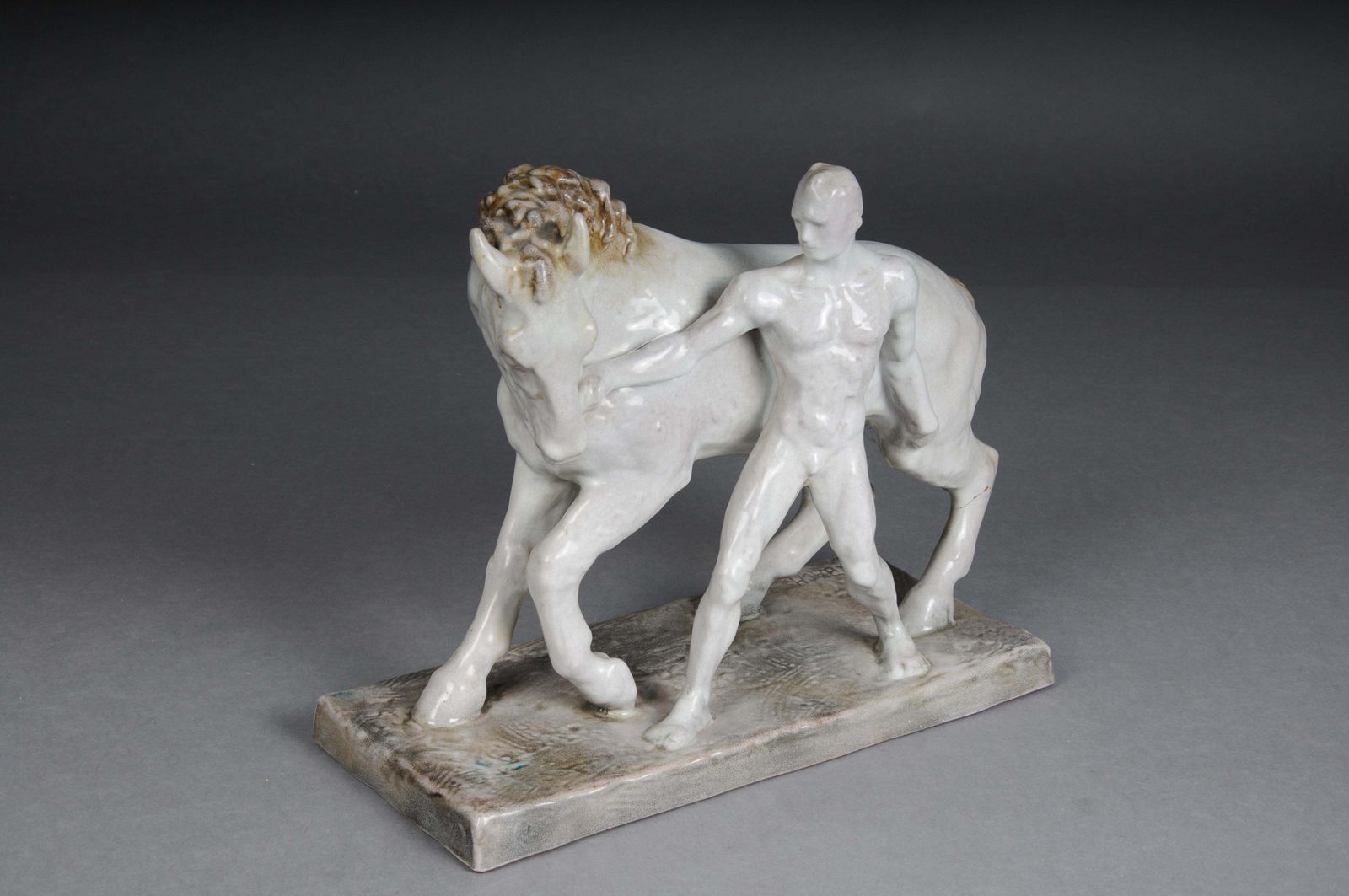 Ceramic Figure. The Horse Tamer By Else Bach For The Karlsruhe Majolika. Germany photo furniture