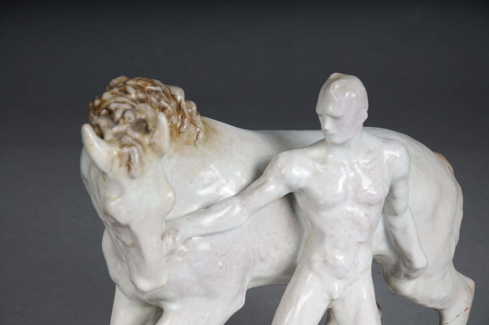 1675.0 Ceramic Figure. The Horse Tamer By Else Bach For The Karlsruhe Majolika. Germany photo