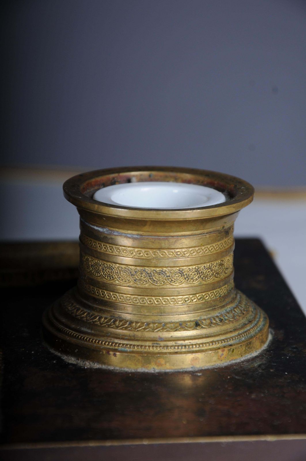 photo buy Antique Empire Ink Set, Gold Plated Bronze With Swans, France