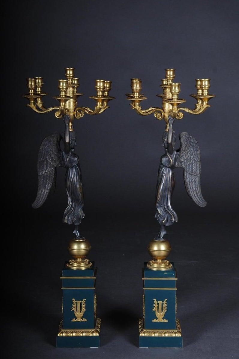 Pair Of Empire Ceremonial Bronze Candelabras/Candlesticks After P. P. Thomire photo 8333.0