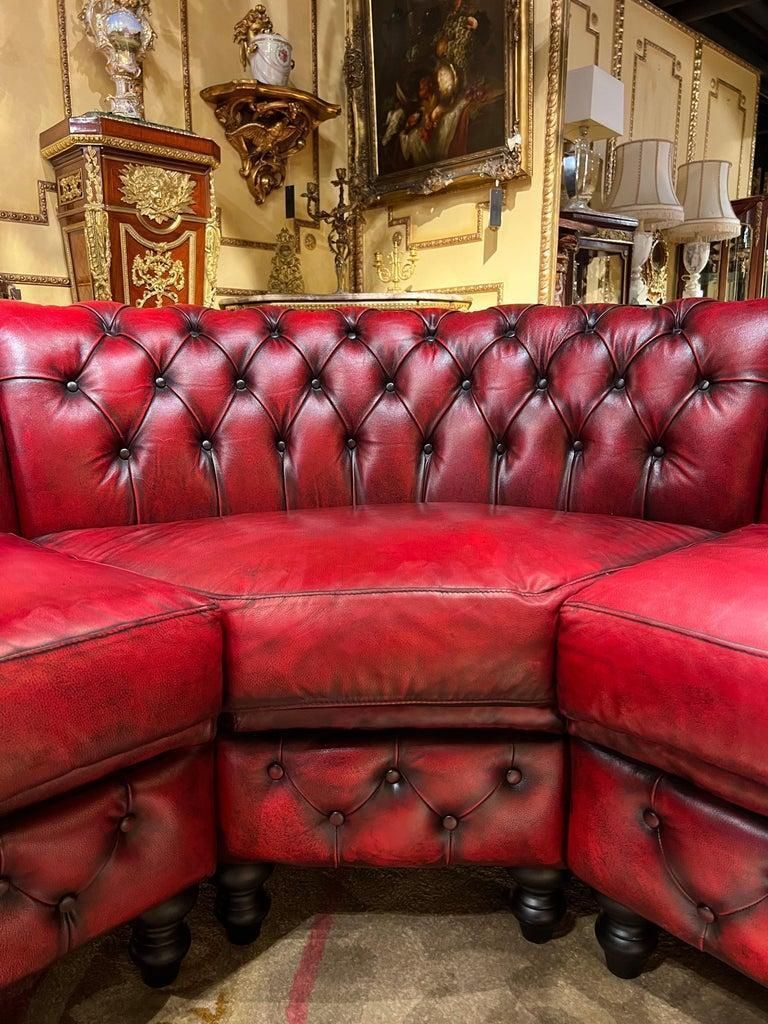 Furniture Vintage Oxblood Red Chesterfield Corner Couch Or Seven Seater Sofa / Set photo