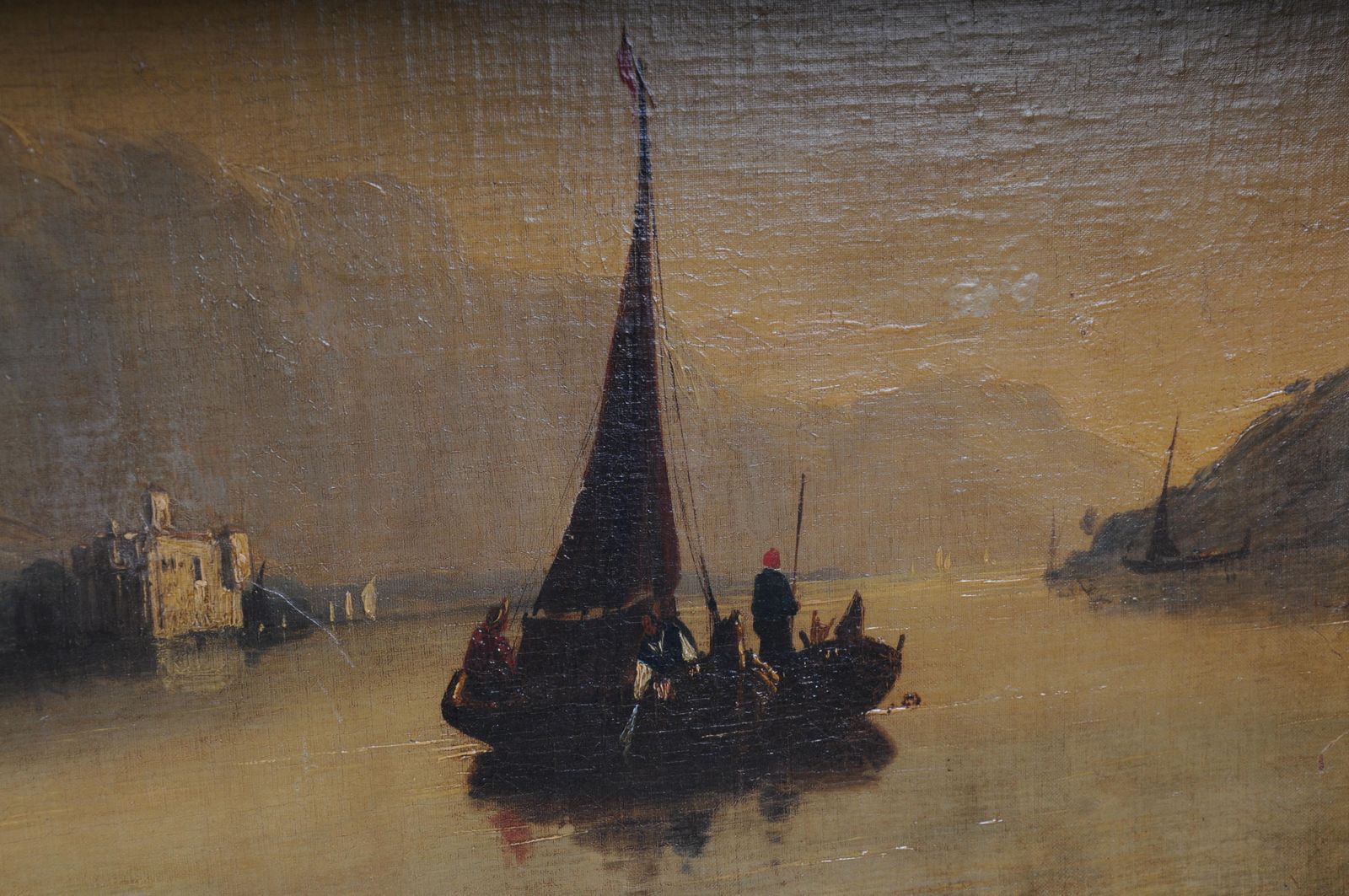 photo vinterior Classic Antique French Trumeau Mirror With Harbor Landscape With Sailing Ships