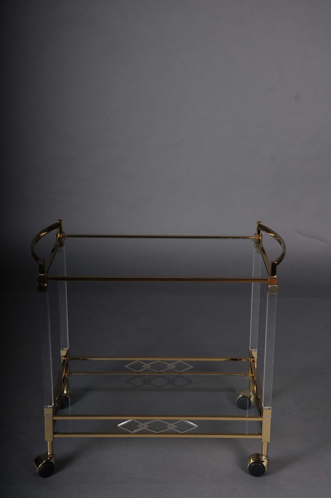 Vintage Bar Table/Serving Table Made Of Acrylic, Brass And Glass, Italy photo furniture