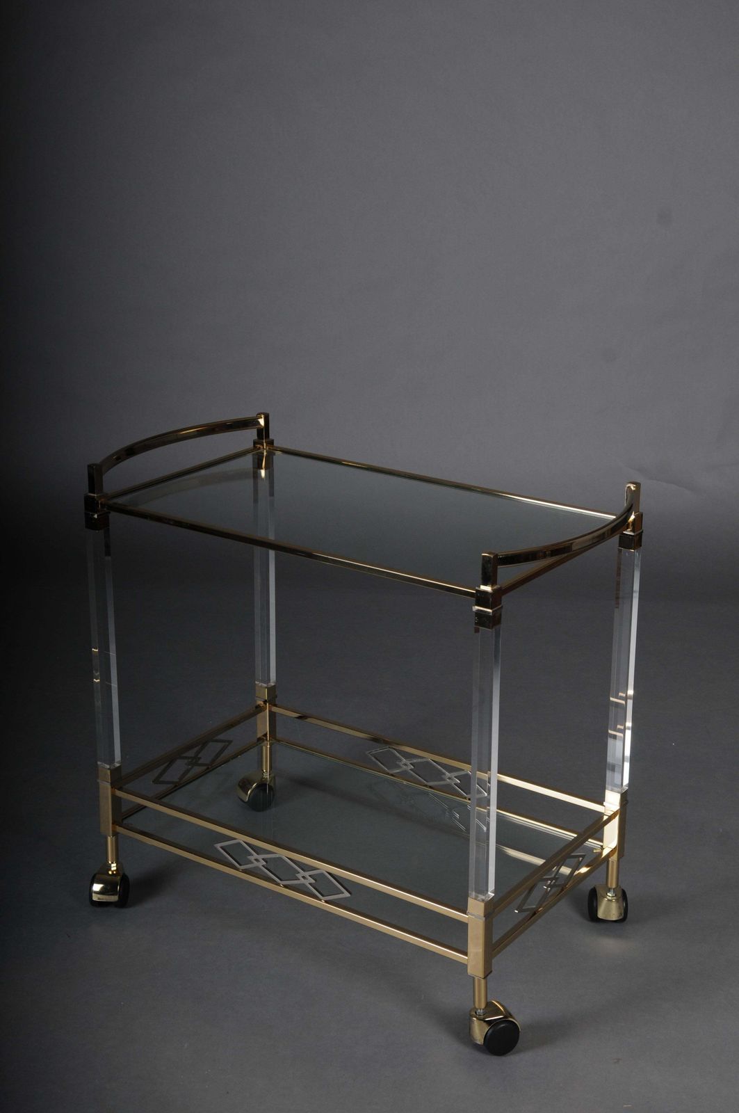 photo for sale Vintage Bar Table/Serving Table Made Of Acrylic, Brass And Glass, Italy