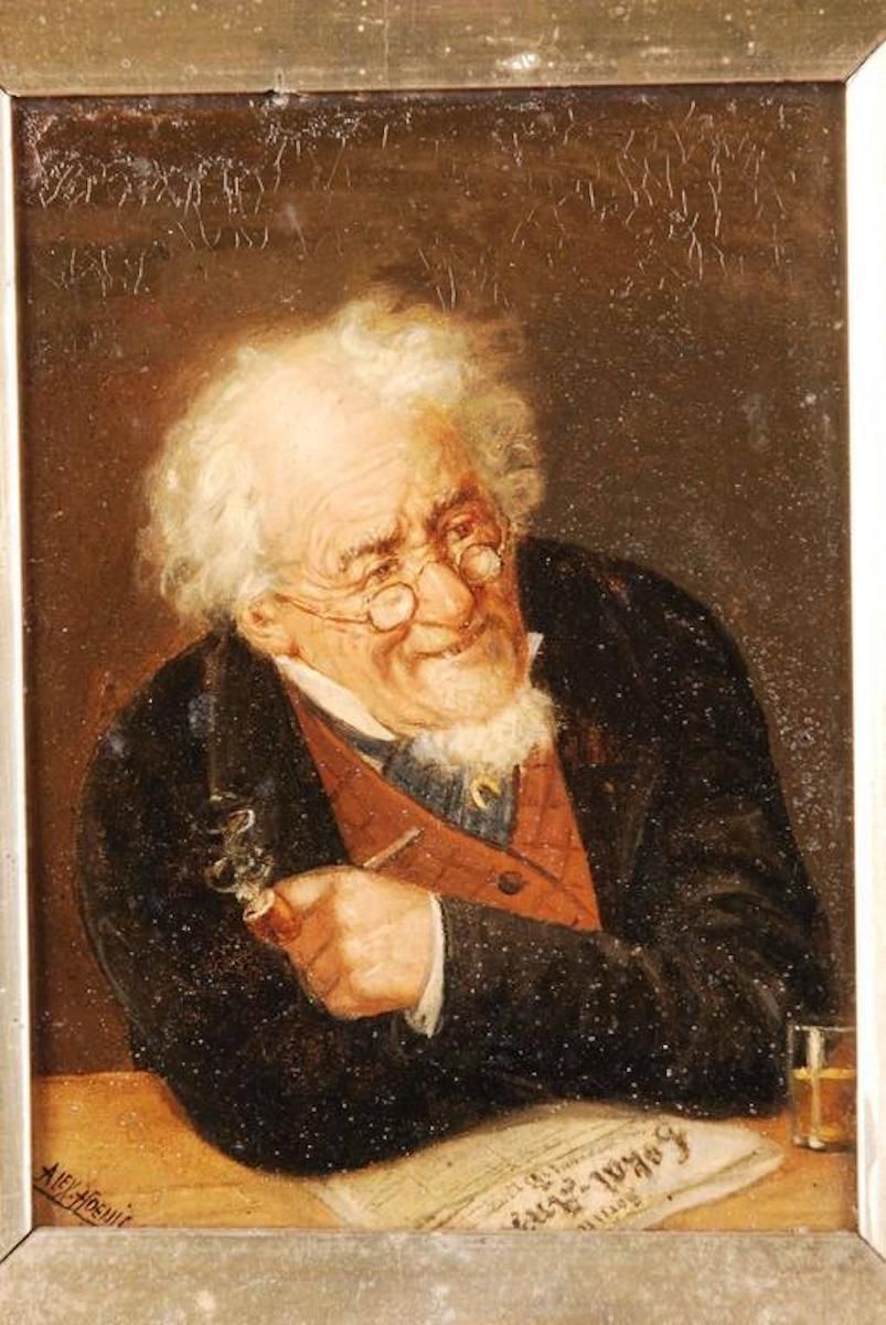 photo for sale 19th Century Biedermeier Oil Painting By Alex Hoenig