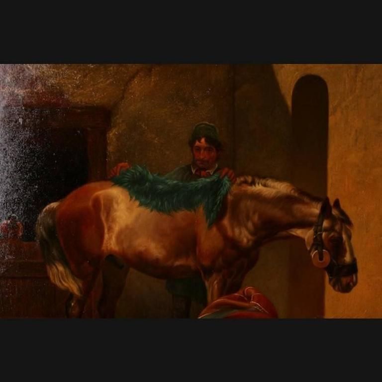 19th Century Historicism Style Oil On Canvas Painting By E. Muellers photo furniture