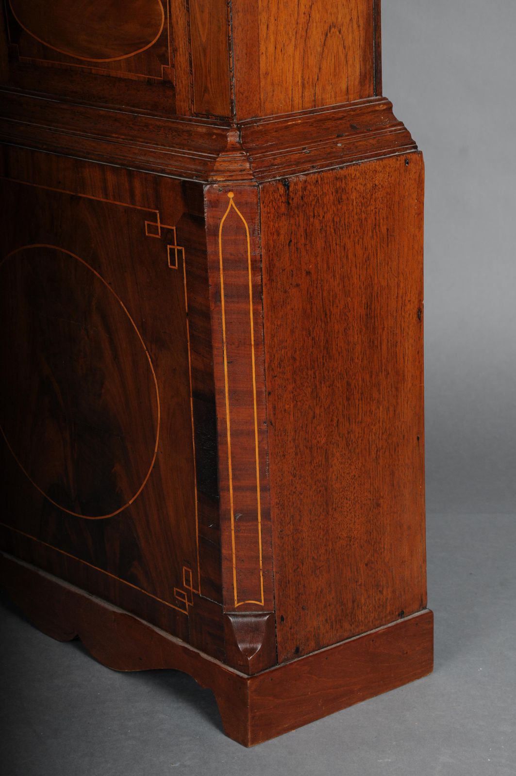 photo vintage Unique Antique English Grandfather Clock, Mahogany, 18th Century