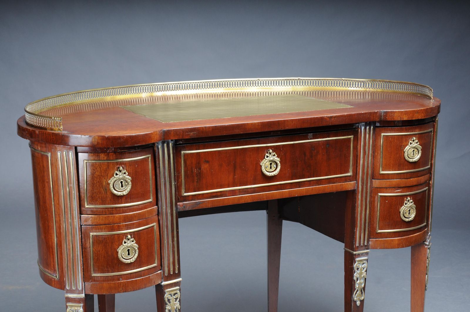 photo furniture Semi Circular Delicate Antique Mahogany Ladies' Desk Louis XVI, Paris 1880