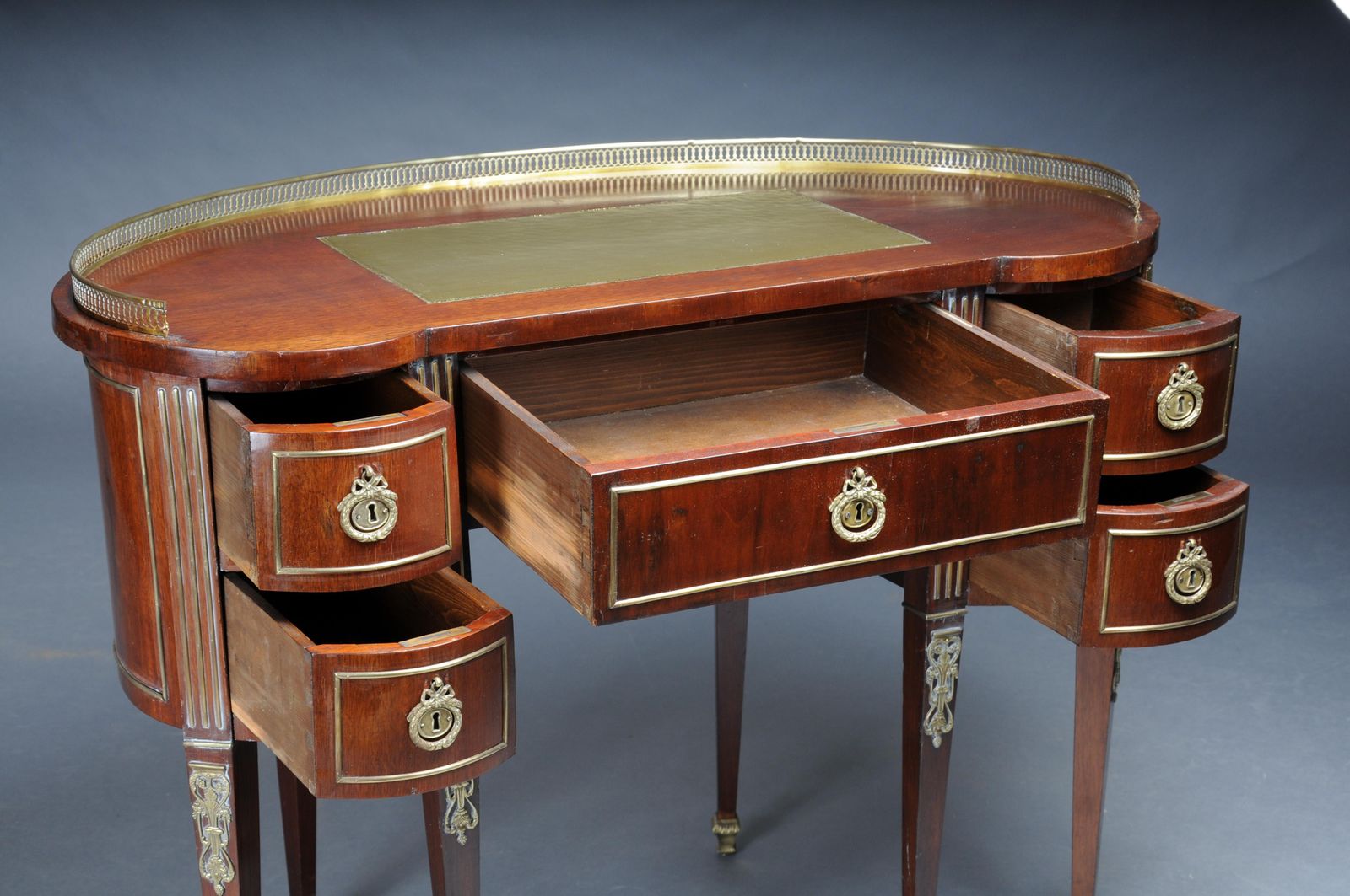 Furniture Semi Circular Delicate Antique Mahogany Ladies' Desk Louis XVI, Paris 1880 photo