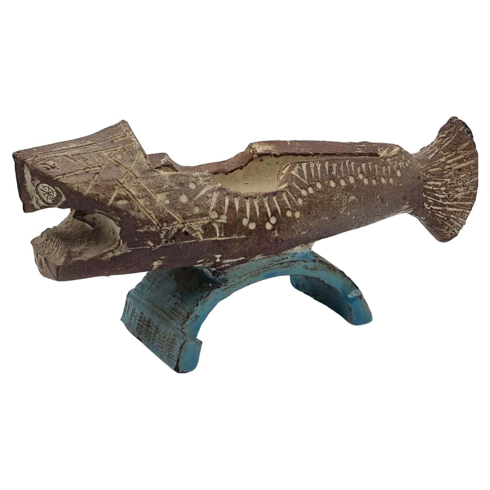 Antique Ceramic Fish Sculpture / Figure Signed Artist Gilbert Portanier France photo buy