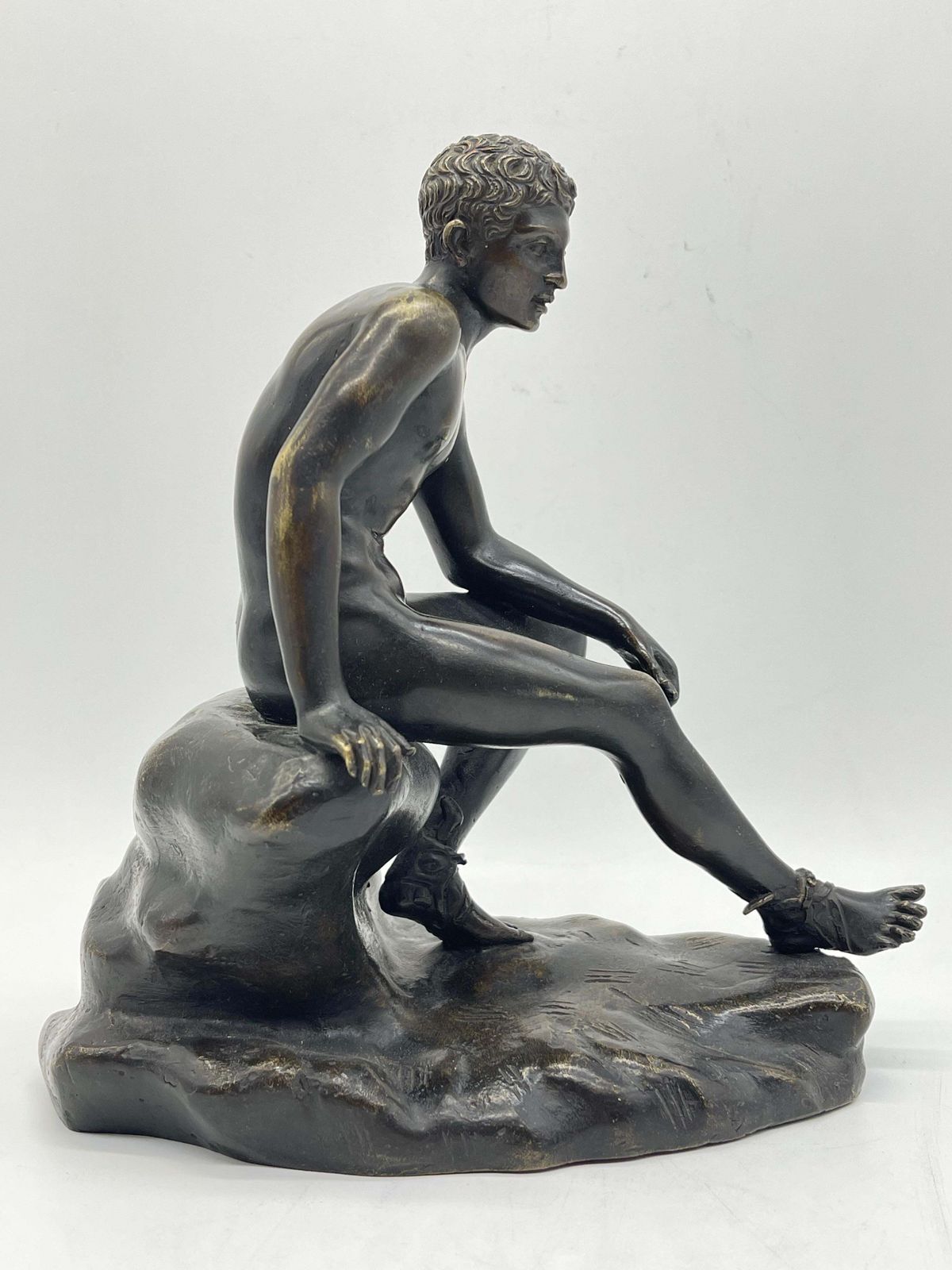 Seated Athletic Bronze Sculpture / Figure Greek   Roman Mythology photo for sale