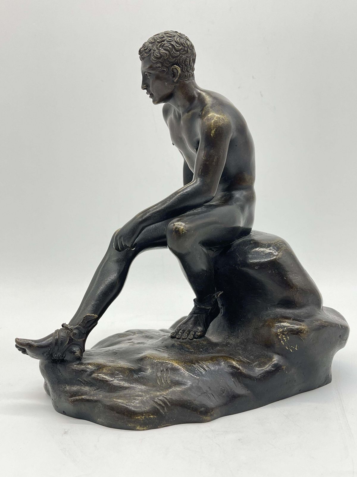 Seated Athletic Bronze Sculpture / Figure Greek   Roman Mythology photo vinterior