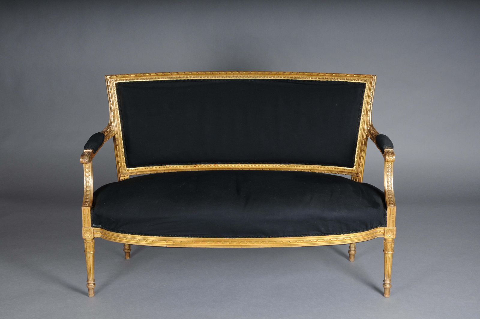 Antique French Salon Canape/Sofa Louis XVI, Gold photo for sale
