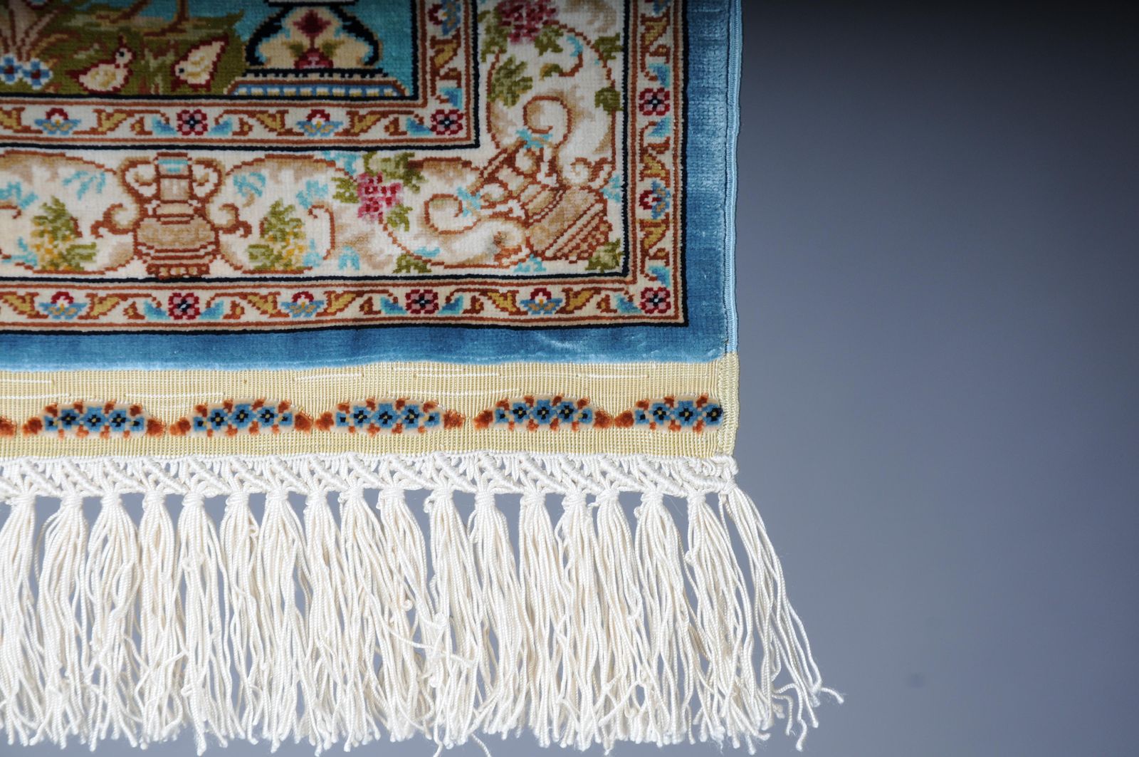 Royal Ozipek Silk Carpet/Tapestry Hereke Signed, 20th Century. Blue photo buy