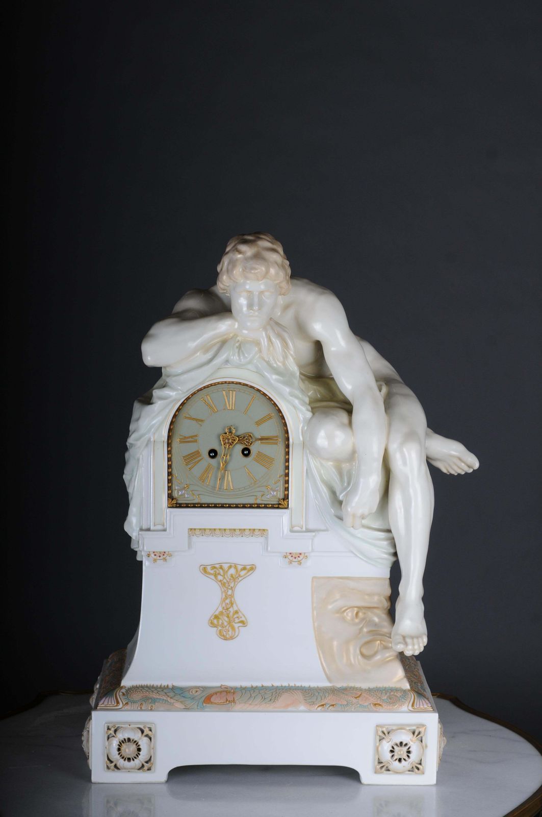 Monumental Art Nouveau Mantel Clock With Enamel And Soft Painting. 62 Cm photo furniture