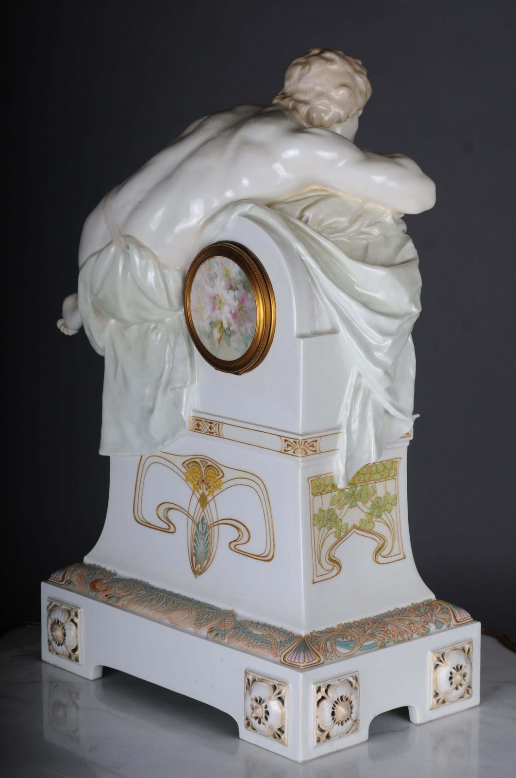 Monumental Art Nouveau Mantel Clock With Enamel And Soft Painting. 62 Cm photo 28138.0