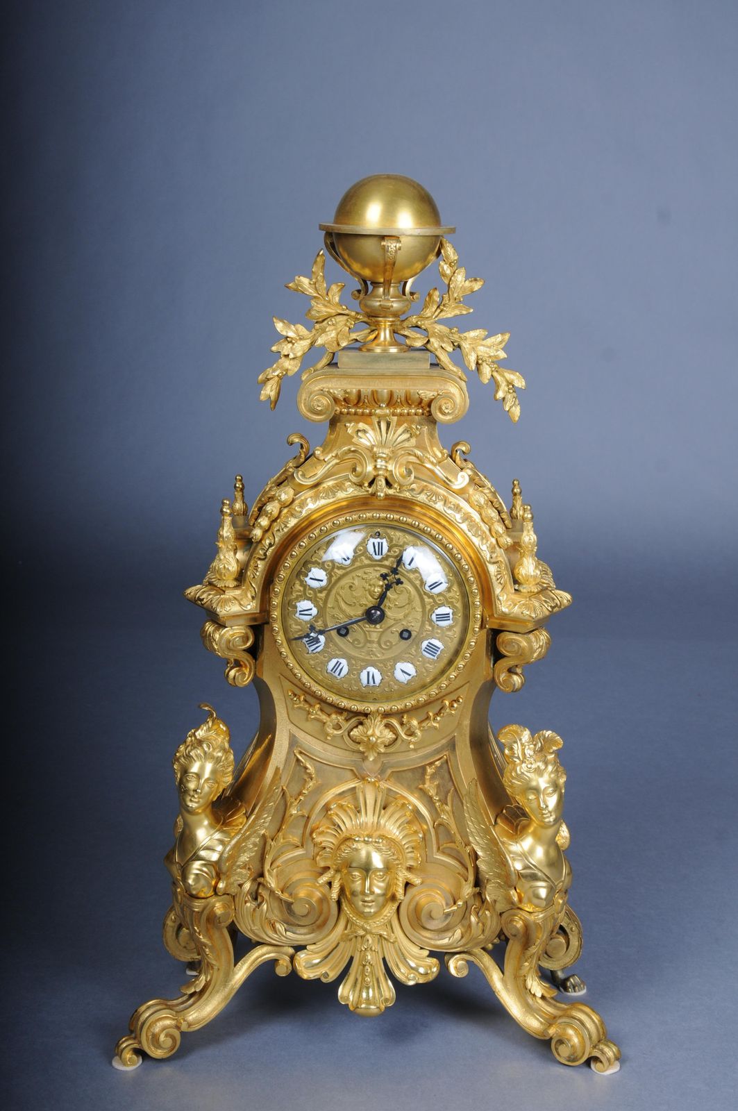 Royal Fire Gilded Mantel Clock/Pendule Napoleon III, 1870, Paris, Signed Lantier photo furniture