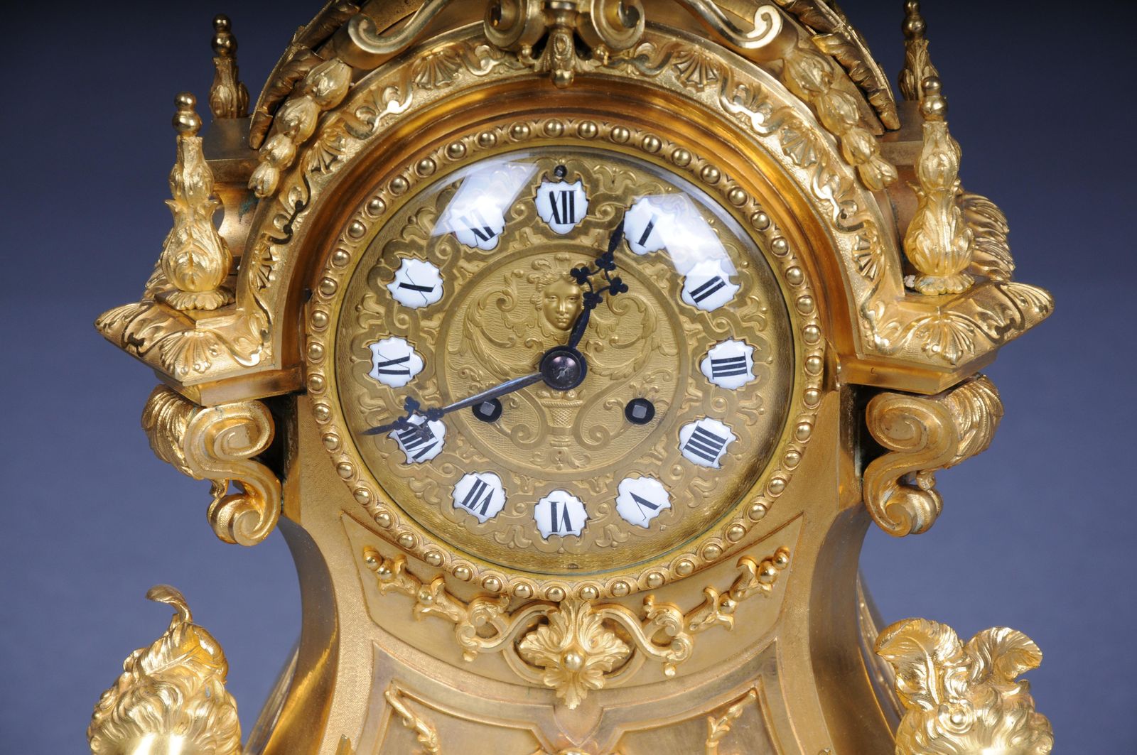 Royal Fire Gilded Mantel Clock/Pendule Napoleon III, 1870, Paris, Signed Lantier photo Home Decor