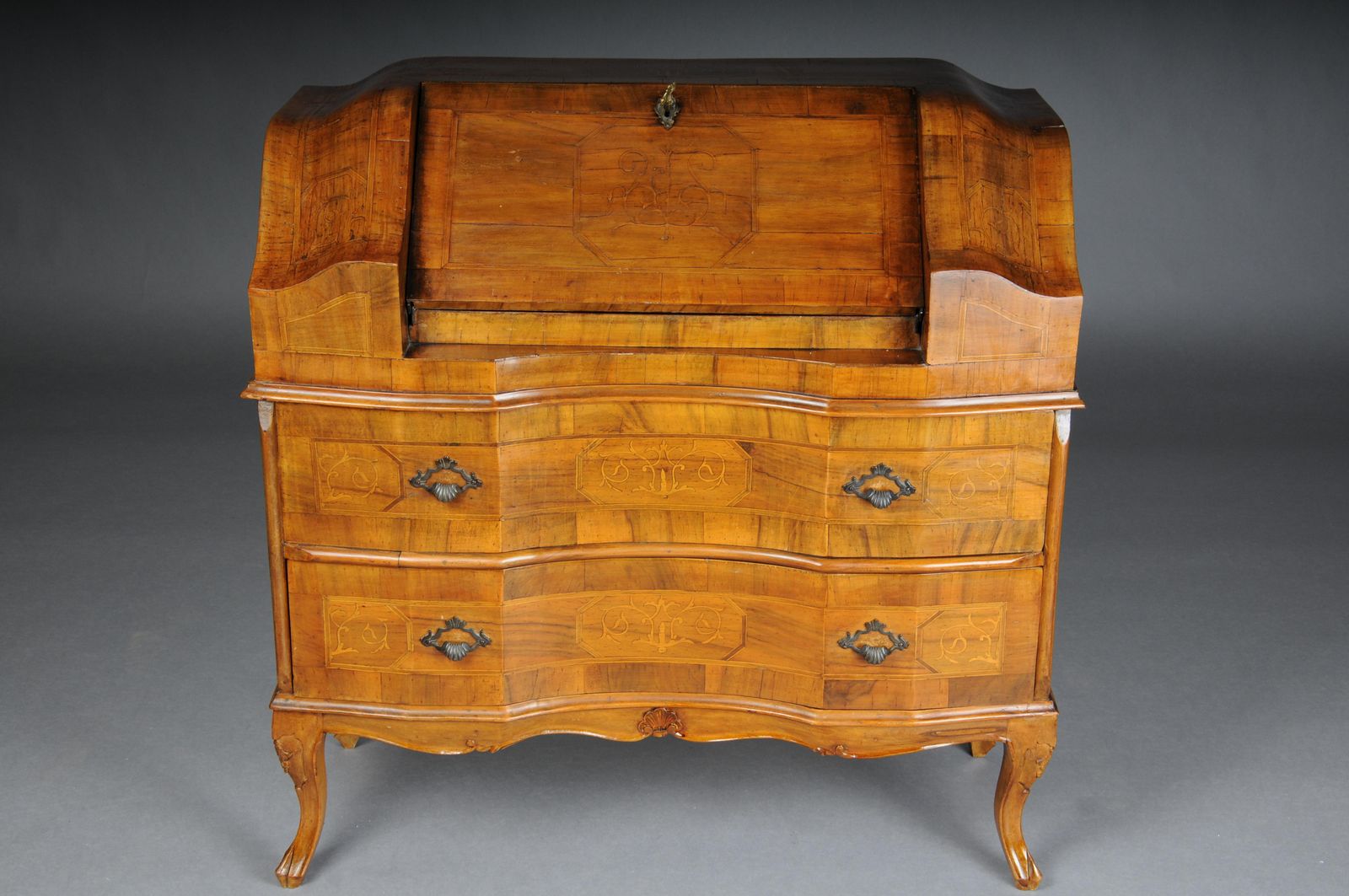 Beautiful Antique Slanted Flap Secretary, 20th Century. Walnut Root Veneer. photo furniture