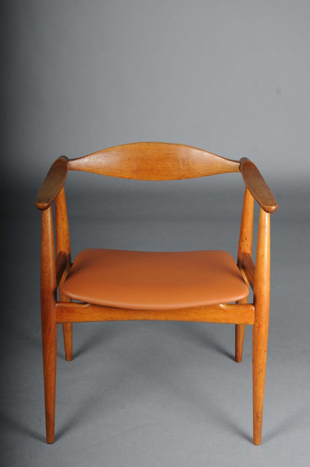 Hans J. Wegner. Armchair, Teak/Leather, Model Ch 35, Carl Hansen & Son, Denmark. photo for sale